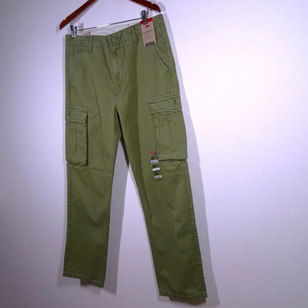 Levi's Ace Cargo Pants Men's Size 33x32 Green Cotton Relaxed Taper